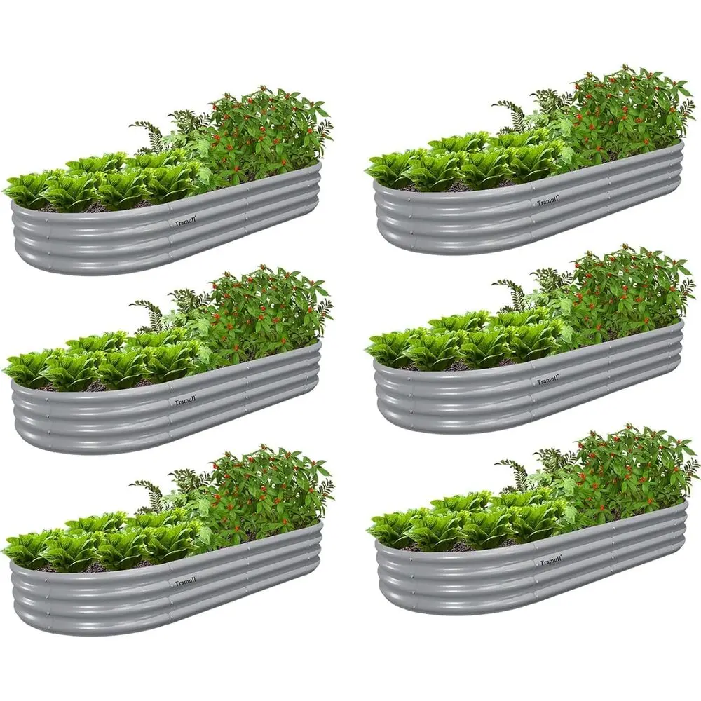 

Oval Galvanized Metal Raised Garden Bed Kit, 6-Pack, 3x1ft, Ideal for Outdoor Plants, Vegetables, Herbs, Gray