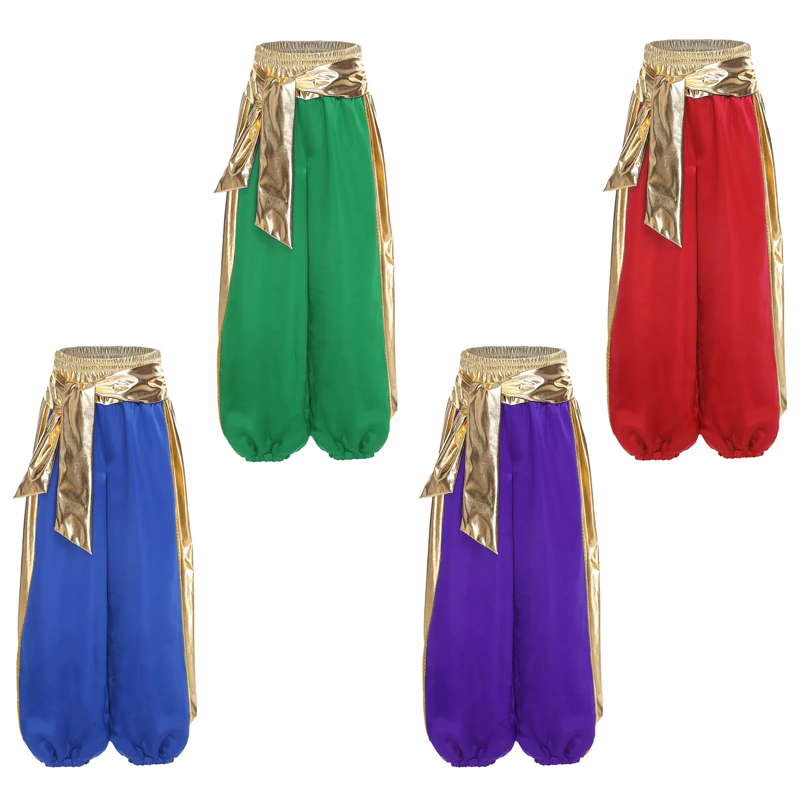 Children's Harem Pants Kids Boys Bloomers Arabian Prince Costume Cosplay Metallic Shiny Lamp Roleplay Halloween Arab Costume