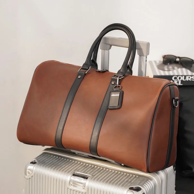 

Кожаная сумка в стиле ретро, мужская большая сумка Capaci ort Trip Busin, дорожная сумка на одно плечо, сумка через плечо для молодежи