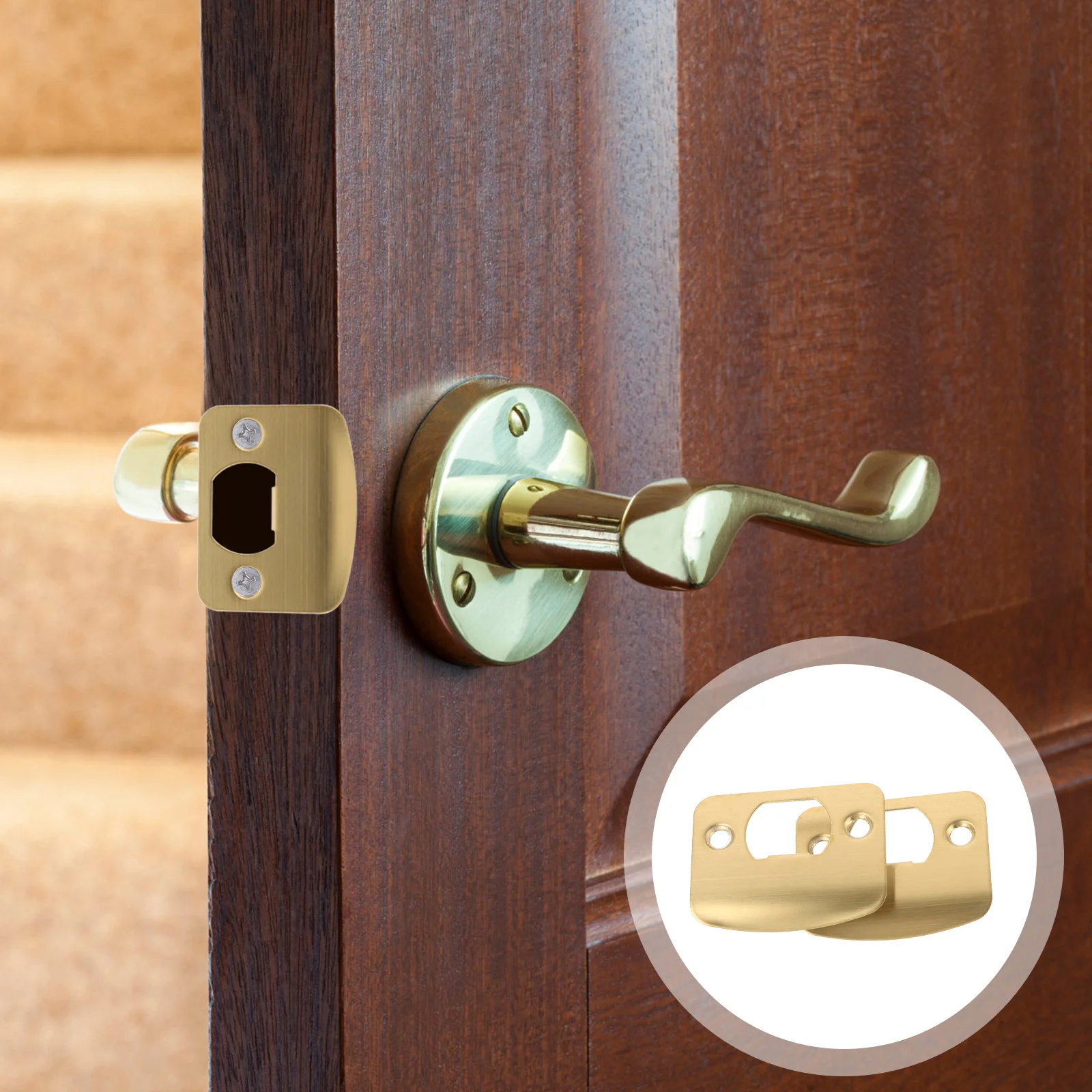 Piastre per porta da 2 pezzi Piastra di copertura per catenaccio in metallo addensato per porte in legno Finitura di rinforzo per porta anteriore