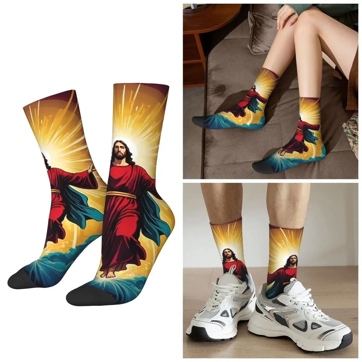 

All Seasons Angel Jesus Christ Rebirth In Heaven Socks Harajuku Crew Socks Funny Stockings for Men Women Valentine's Day Gifts