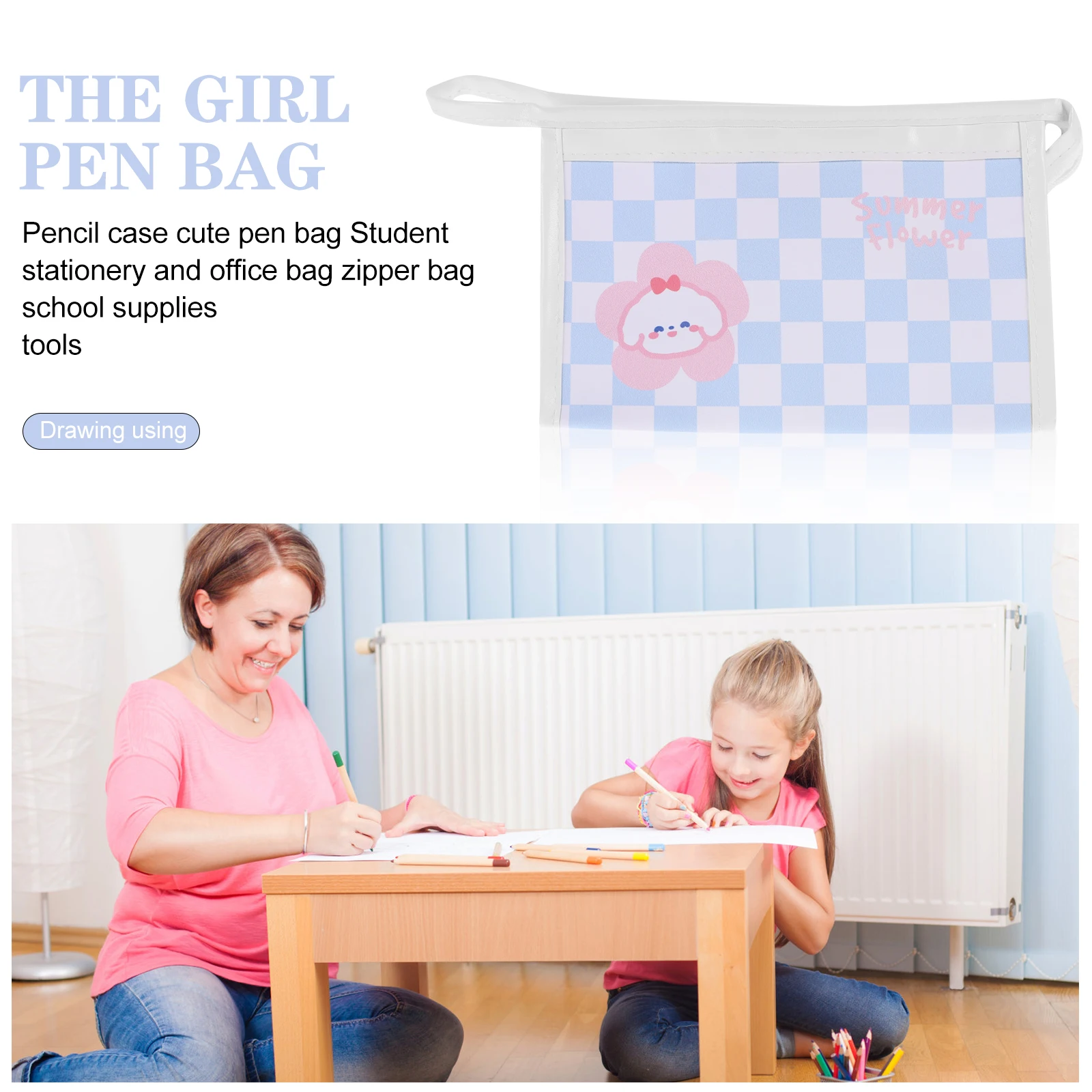 

Large Capacity Pencil Case Bag for Supplies Portable Girl Reusable School Pu Pencils Storage Bags Zipper Pouch