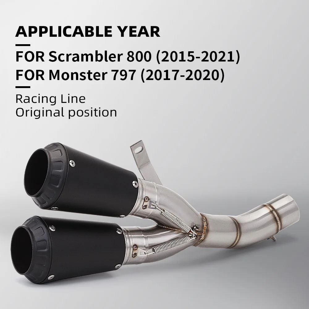 Scrambler 800 Slip-On Exhaust System Double Hole Middle Link Pipe Close Two 51mm Motorcycle Escape System New Condition