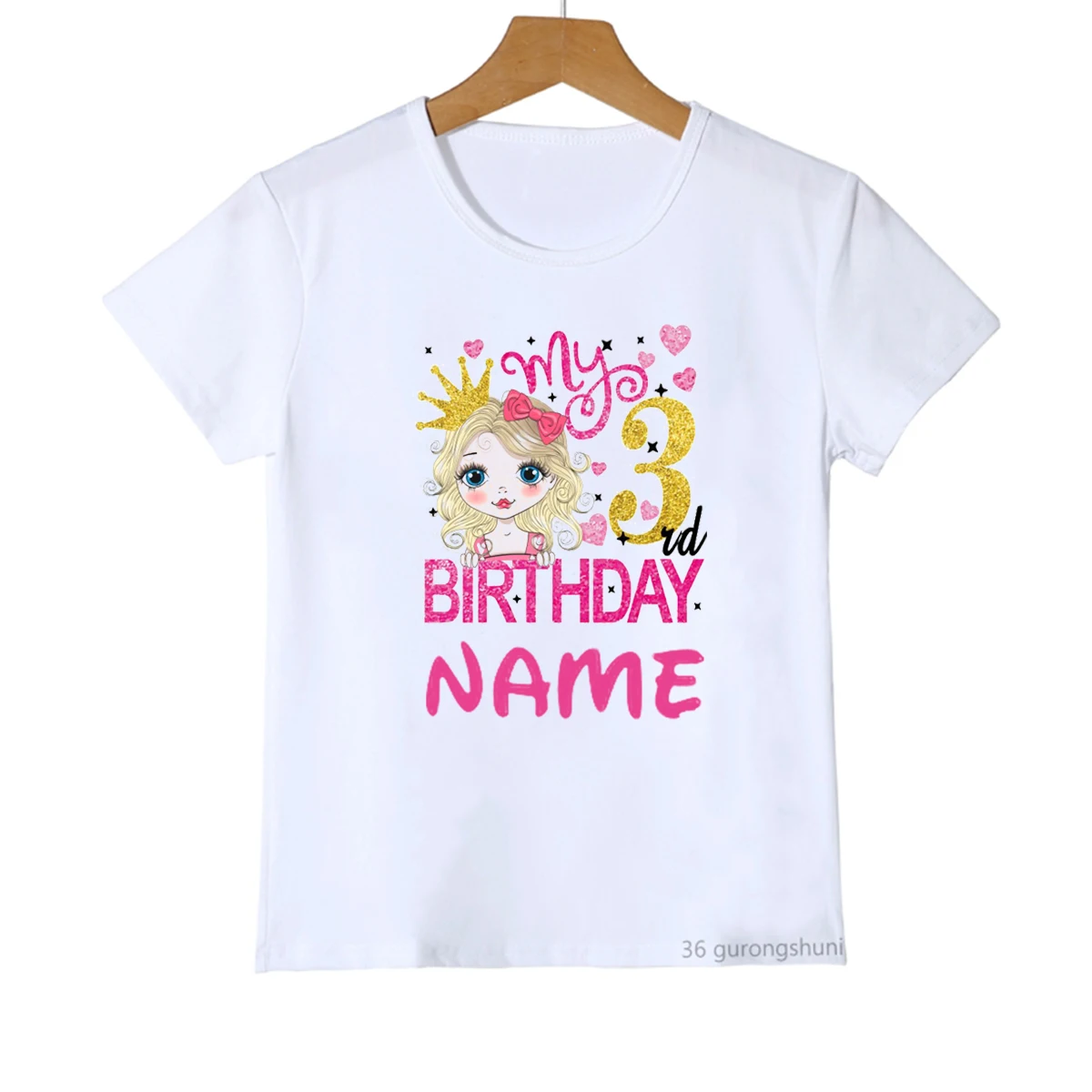 Cute Little Girl Birthday Clothes White Skin Girl Tshirt Gifts Children'S Birthday Clothing Custom Name 1-10 Years Kids Tshirt