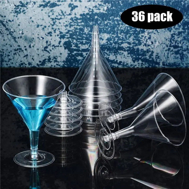 AT05-72X Plastic Martini Glasses, Clear Wine Glasses Reusable Party Cups Dessert Cups For Cocktail Champagne Flutes Dessert
