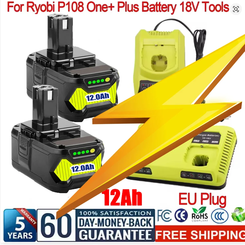GOOD 18V for Ryobi P108 Battery Replacement Li-ion Battery P108 P102 P103 P104 P107 BPL1820 RB18L50 Power Tool Baterry