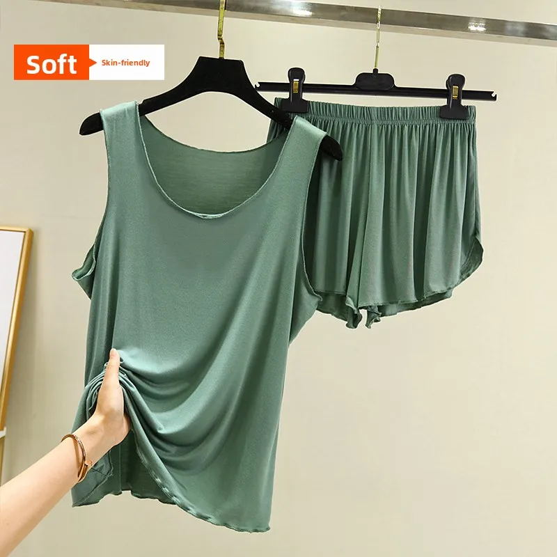 Modal Svel Ice Silk Spwear Women's Summer Loose Top orts Home Clothes Two-Piece Set Comfortable Breathable Nightgown