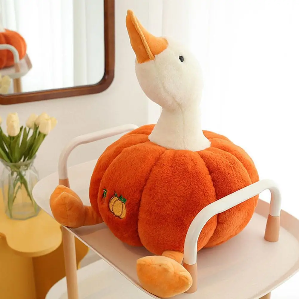 Bantal labu bebek lucu, mainan boneka hewan labu, bantal mewah, bantal angsa, kamar tidur, hadiah dekorasi untuk anak-anak