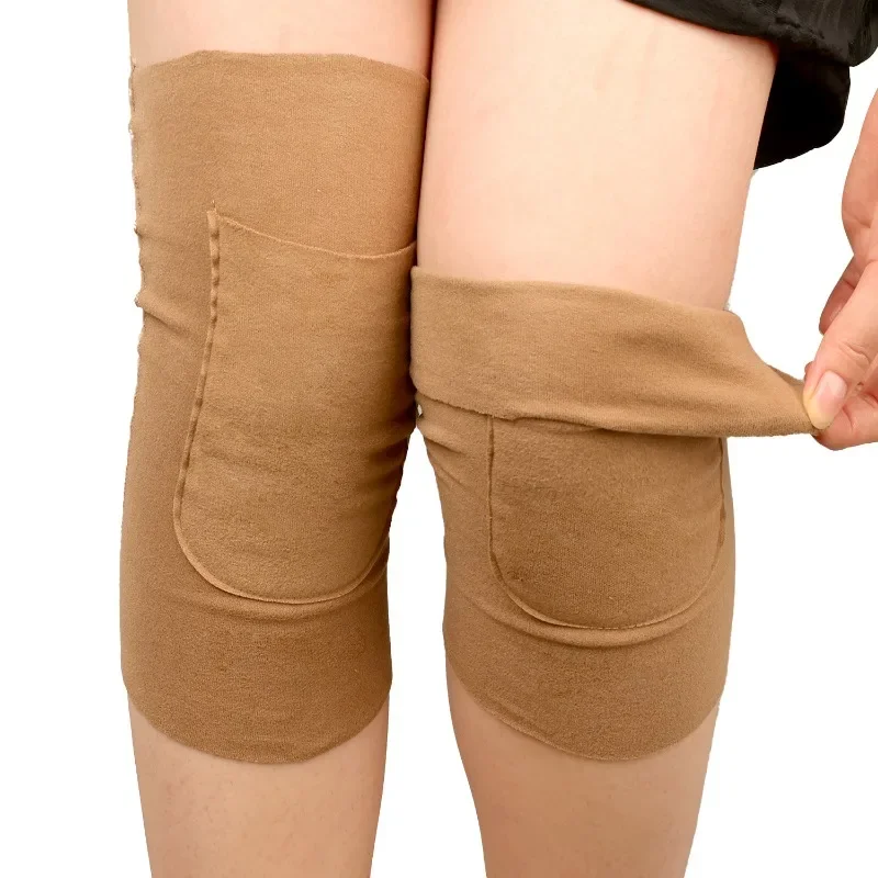 Mit Tasche Samt Warme Beinlinge Ärmeln Knie Unterstützung Winter Kneepad Thermische Knie Pad Brace Kompression Knie Wärmer Schutz