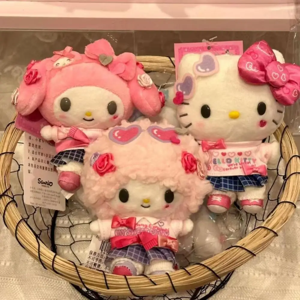 Sanrio sweet piano plush doll Key Chain University school uniform HelloKitty Melody Backpack pendant boy girl Creative plush toy