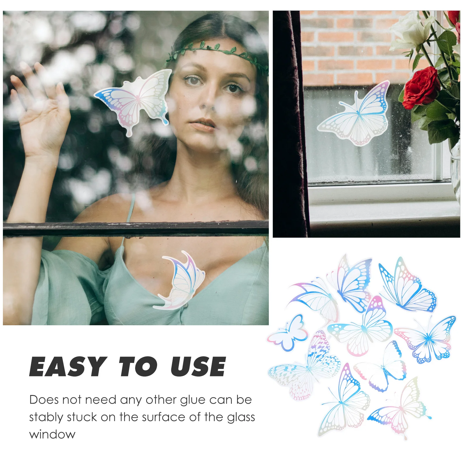 

1 set 1 Set Of Butterfly Rainbow Window Cling Stickers Static Pvc Decals For Home Decor Bedroom Bathroom Living Room Glass