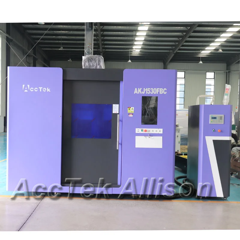 

China Sheet Metal Shape Cutter AKJ1530 With Full Cover Enclosed Auto Exchange Table Structure Laser Fiber Cutting Machines