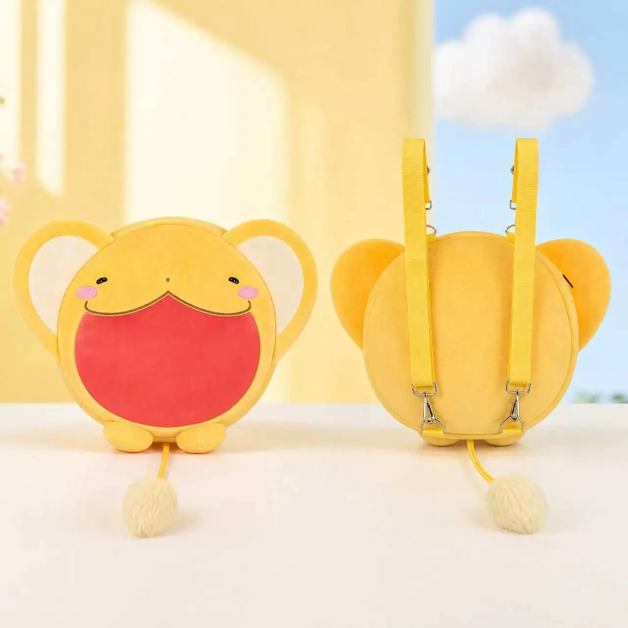 Cute Yellow‑Cartoon‑Animal Plush Ita‑Bag, Clear Display Backpack, Soft Plush Shoulder Bag for Daily Storage