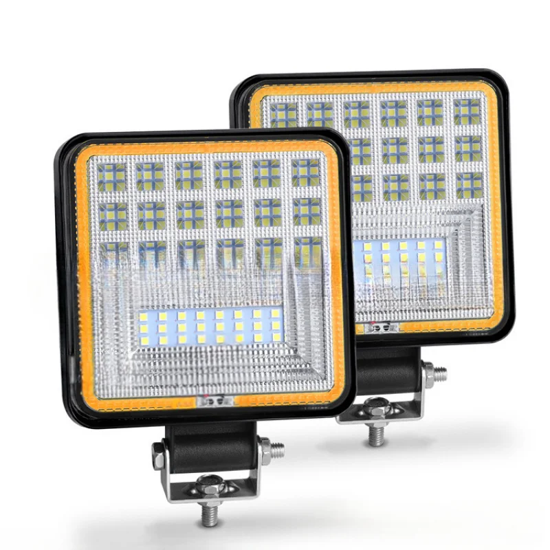 오프로드 차량용 4인치 사각형 LED 작업등, 넓은 시야각, 42-LED 디자인, 루프 라이트 및 스포트라이트 겸용