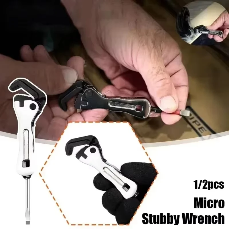 Micro Stubby Pipe Vise Wrench Portable Multifunctional Wrench Universal Self Adjusting 2 In 1 Wrench Tool For Tight Spaces