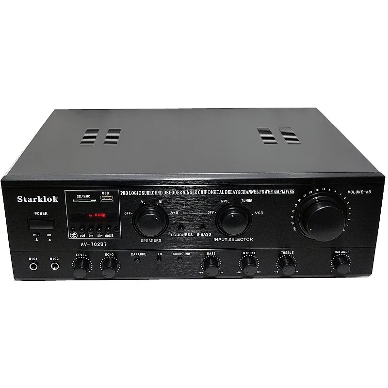 AV-702BT 1500W 5-канальный Bluetooth домашний цифровой объемный декодер KTV караоке OK аудио усилитель с дистанционным управлением