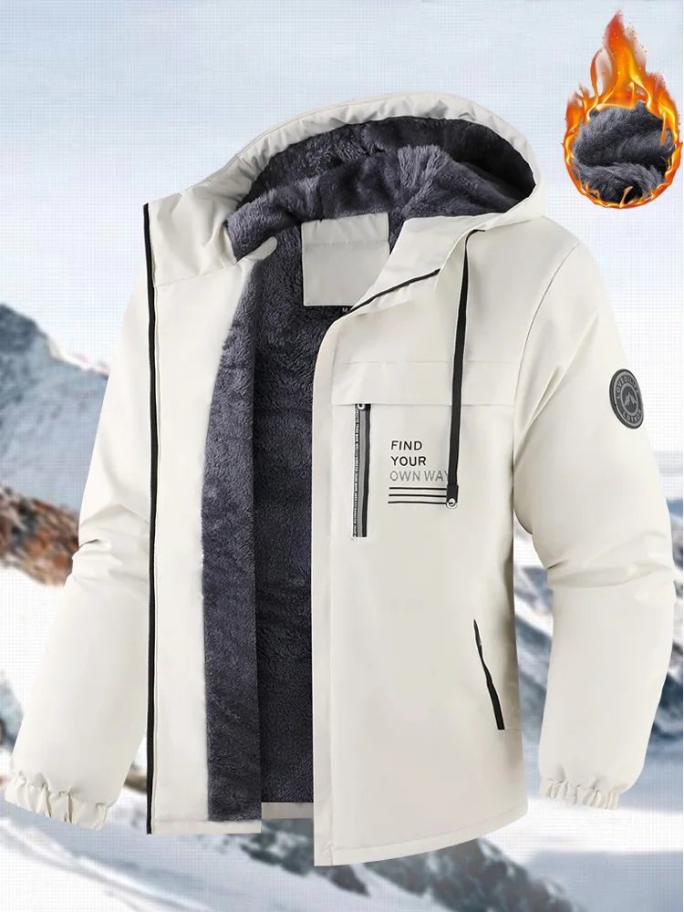 

EU Size Fleece Lined Winter Jacket Men Thick Hooded Coat Warm Man Parkas Loose Outdoor Jacets Outwear Cotton Padded Overcoat