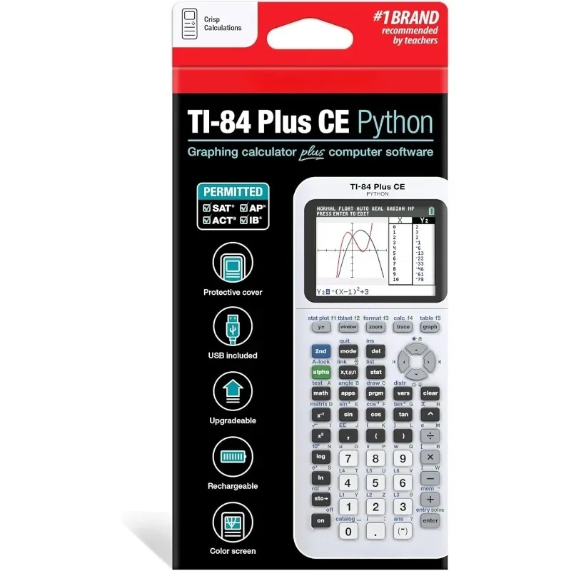 인기 신제품 TI-84 Plus CE 컬러 그래프 계산기, 밝은 흰색