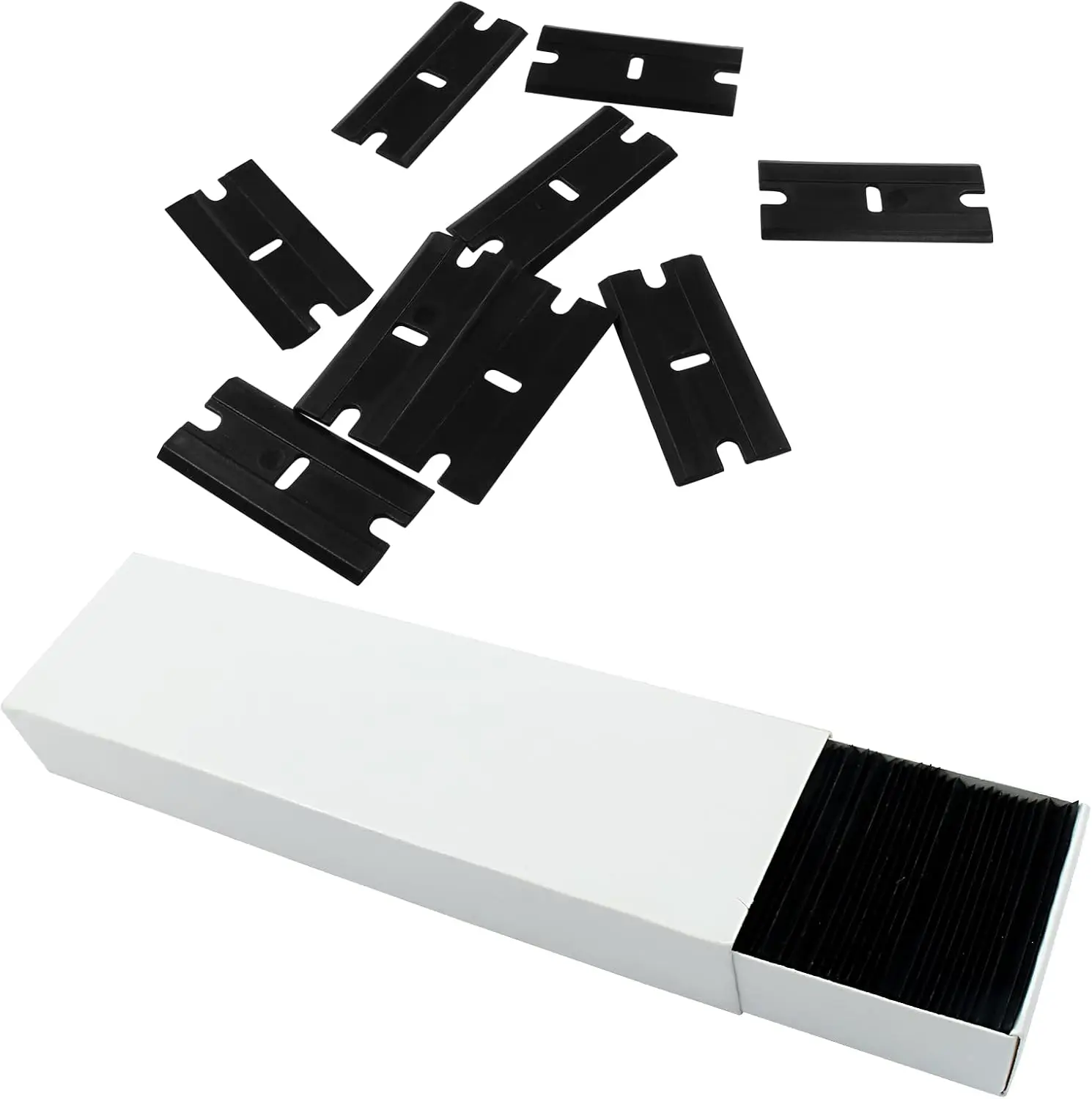 شفرات حلاقة تريد الشعر 100 قطعة شفرة بلاستيكية مزدوجة الحواف لمكشطة الزجاج الآمن وأداة مكشطة الحلاقة - إزالة الشارات