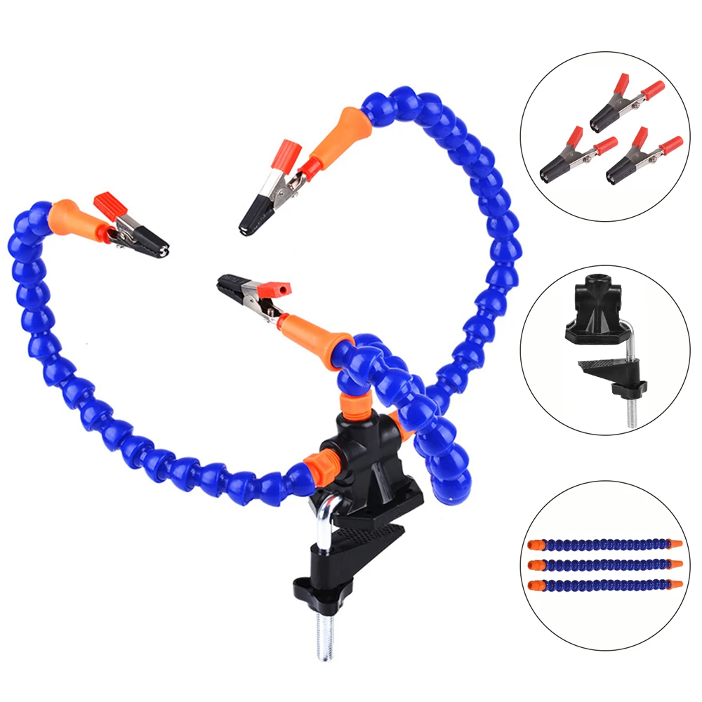 Table Clamp Soldering Station With 3 Flexible Arms Soldering Iron Holder PCB Welding Repair Tools Vise Hand Welding Station