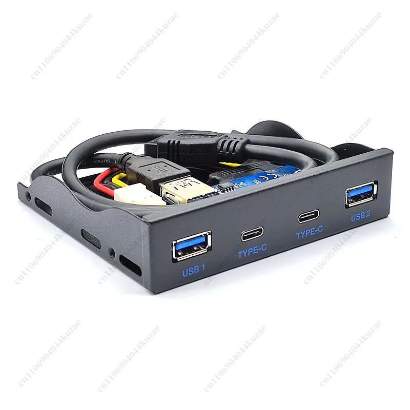 5.25/3 Inch Drive Bay Panel, USB3.2 GEN1 19PIN To Dual Type-C Port for PC Front Mount