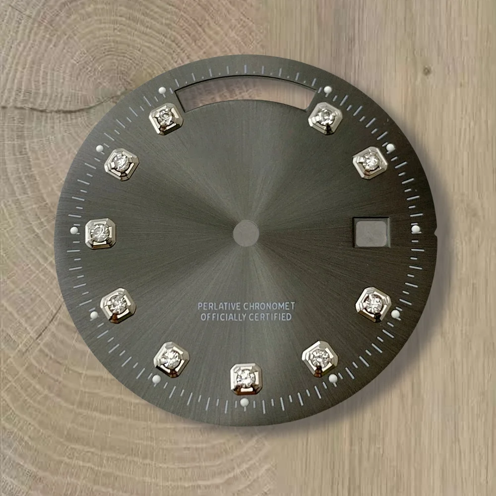 31mm S Logo Day And Date Diamonds Dial Fit 8285 Movement Sunray High-Quality Dial Watch Modification Accessories