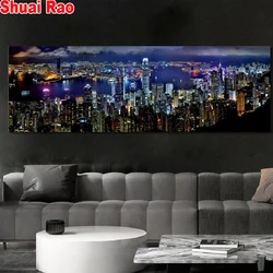 Hong Kong City Night Scene puzzle Diamond Embroidery Full Square Round Diamond Painting large size Cross Stitch Mosaic 5d Paint