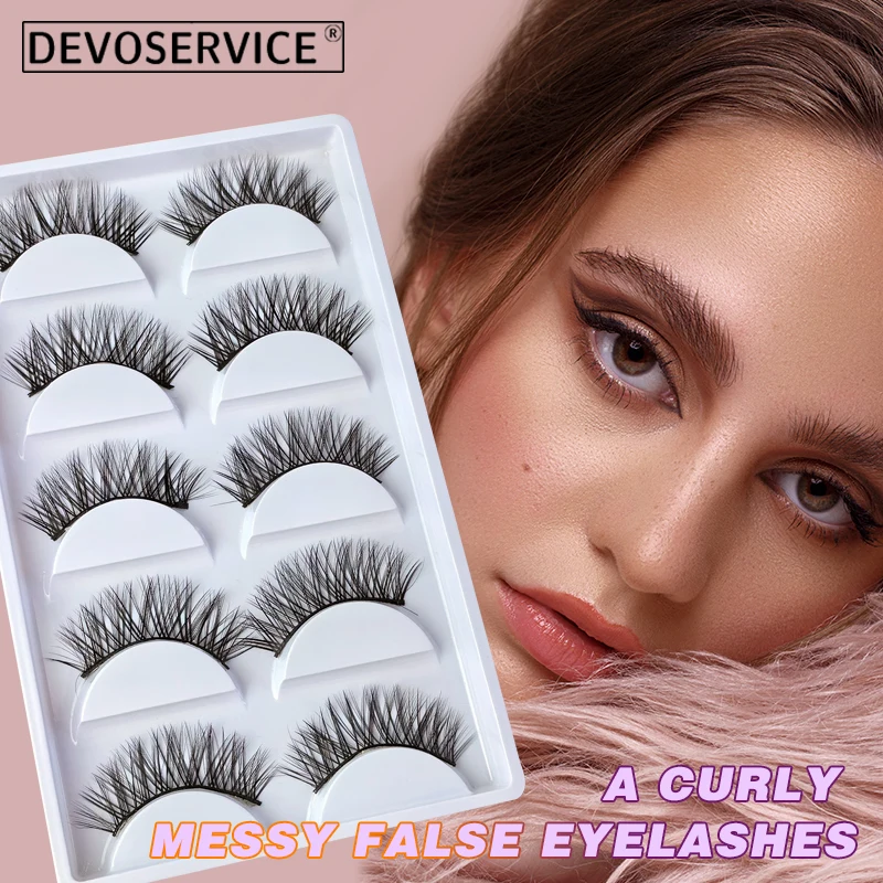 

Eyelashes 5 Pairs Faux Mink False Eyelash Fluffy Thick Role Play Lashes Natural Slender Christmas Makeup Eyelash Extension