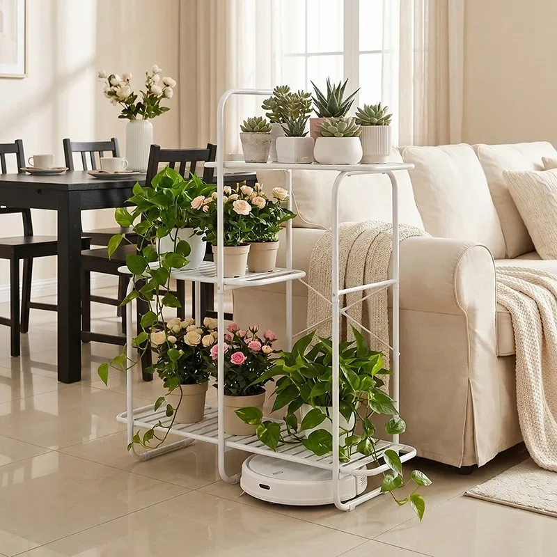 Indoor balcony, living room, simple multi-layer dill potted shelf, simple wrought iron floor flower stand