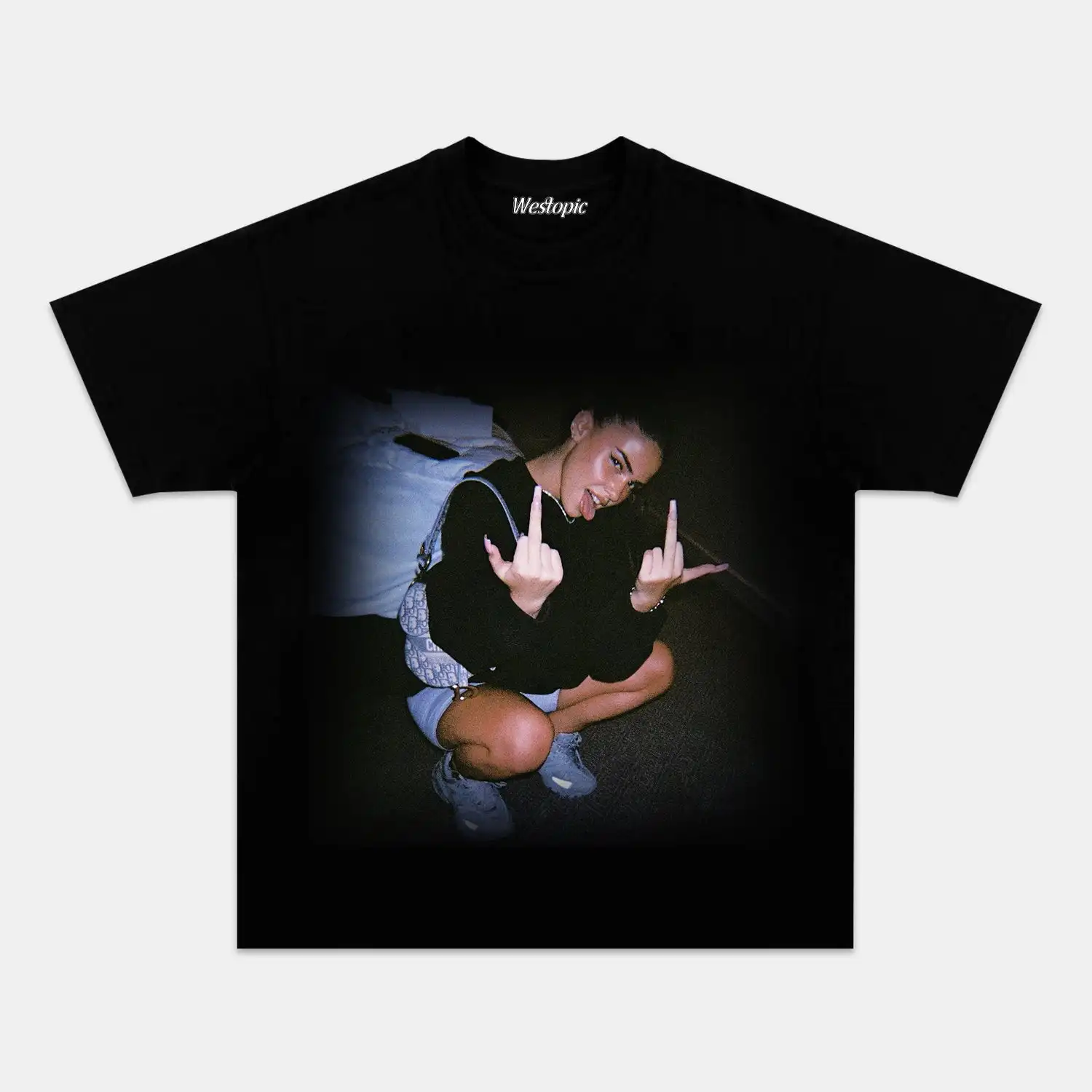 الاسترالية العصرية ستار ليا هالتون تي شيرت مطبوع الصيف المرأة تي شيرت رجالي جودة عالية القطن المعتاد المحملة الملابس النسائية #2