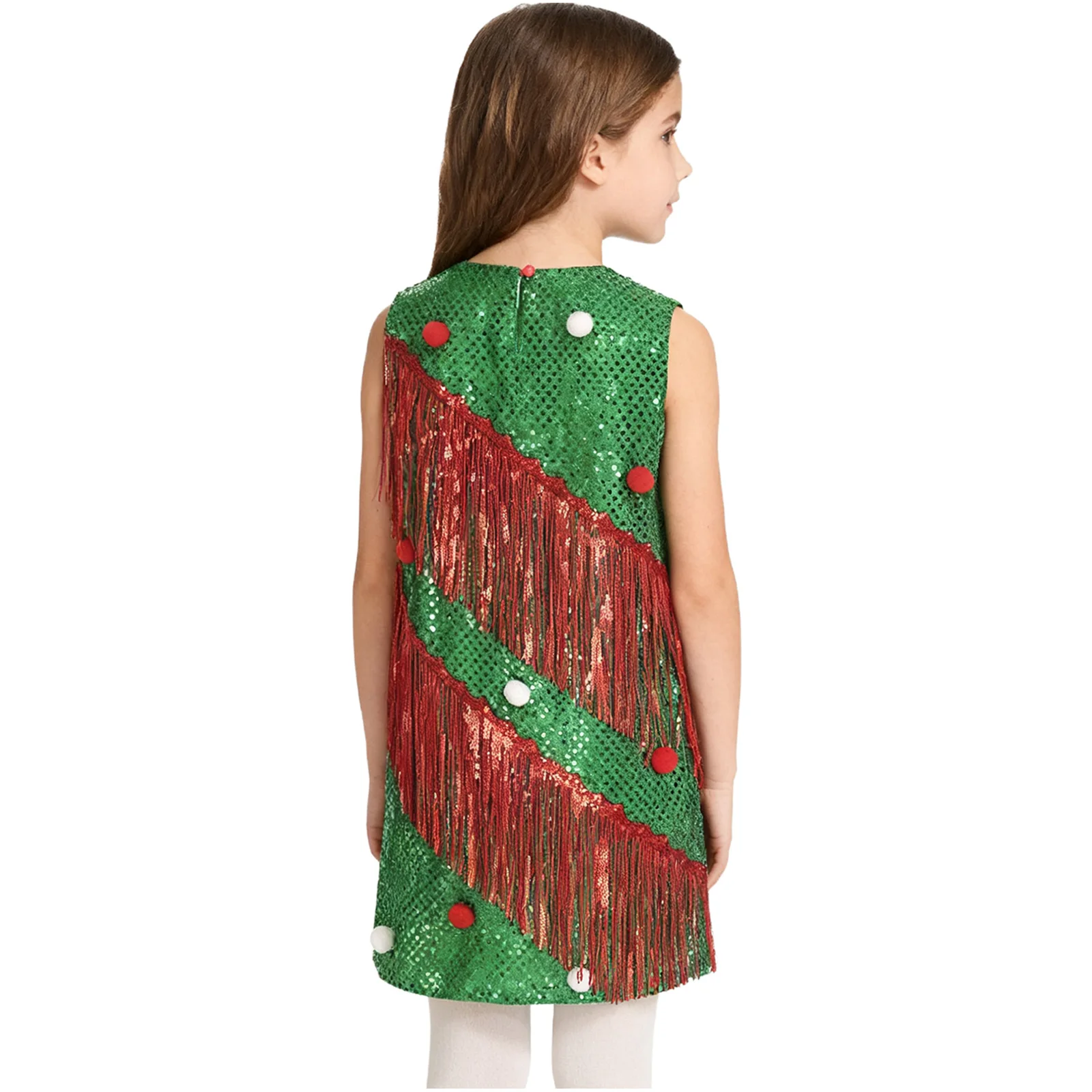 فستان أخضر للكريسماس في سن المراهقة للفتيات كوسبلاي شجرة عيد الميلاد الأميرة توتو فيستدوس فساتين السنة الجديدة قزم زي ملابس الأطفال