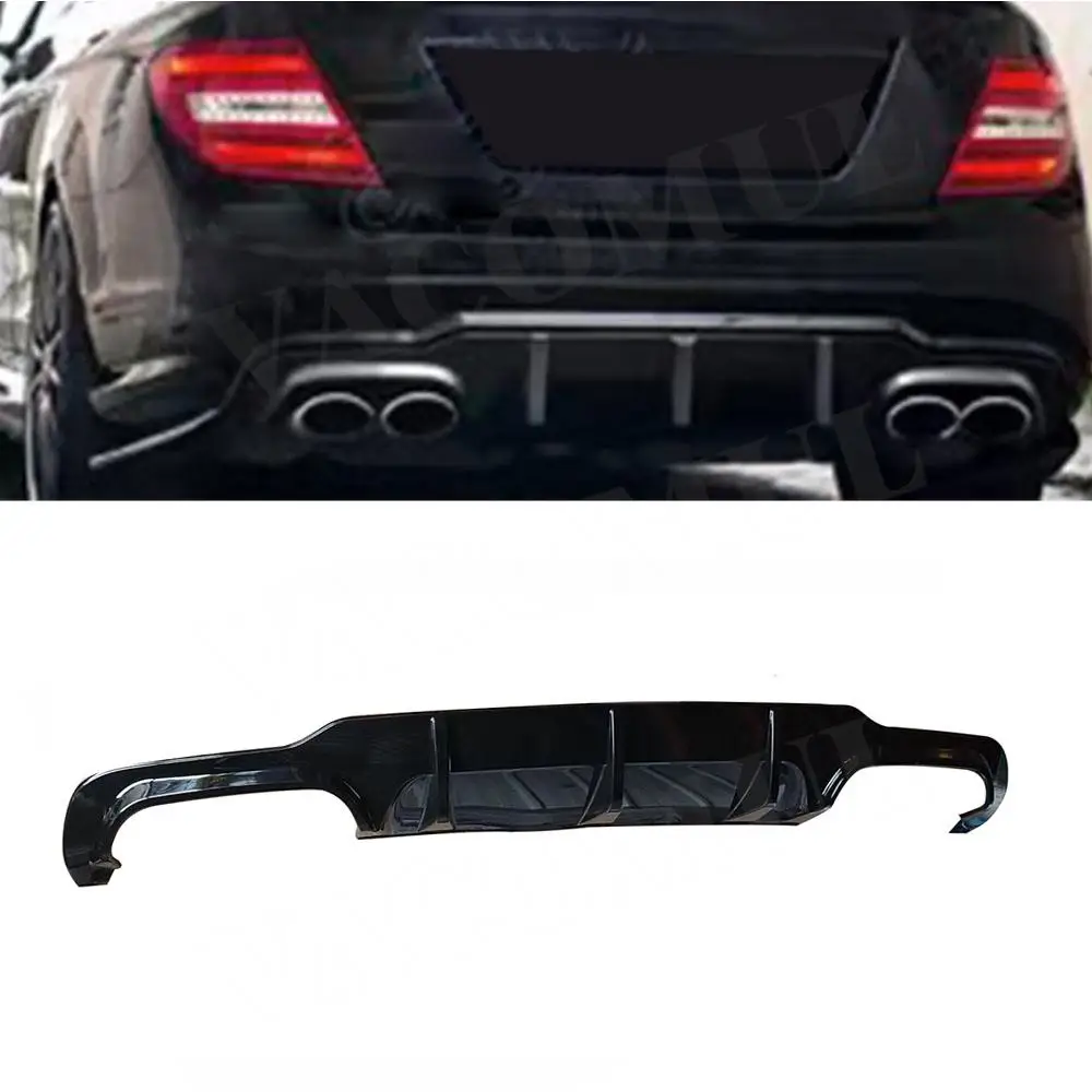 VACOMUL ABS Gloss Black Rear Bumper Lip Diffuser for Mercedes Benz C Class W204 C63 AMG 2012 -2014 Rear Bumper Guard Carbon look