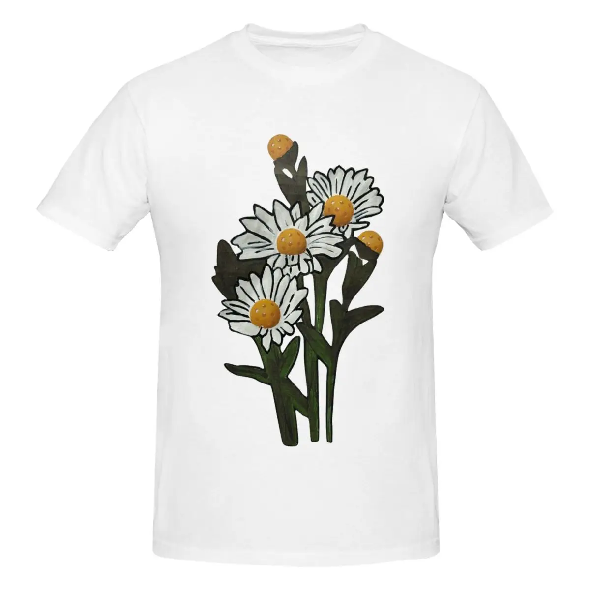 Bouquet Of White Pickleball Daisies Men T-Shirt Funny Oversized T Shirts Men's Crew Neck Cotton Tees Short Summer Male