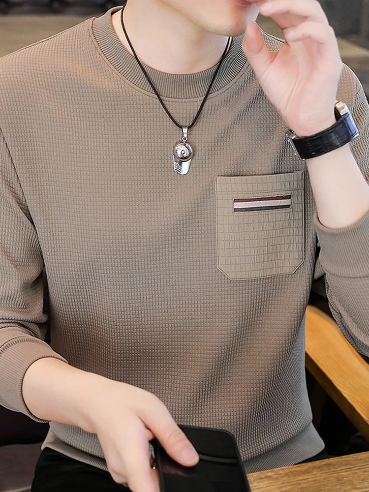 

Men's round Ne Long Sve Hoodie Comfortable Breathable Casual Top Premium Quali Base Layer irt Trendy Streetwear