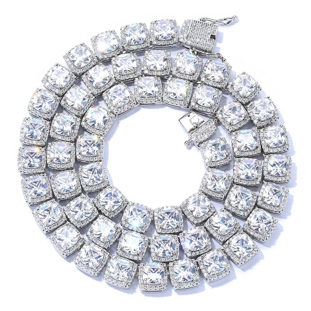 

ESKEEM Cluster Tennis Chain for Men Necklace Hip Hop Cubic Zirconia Rock Square Iced Out Jewelry 7inch To 24inch