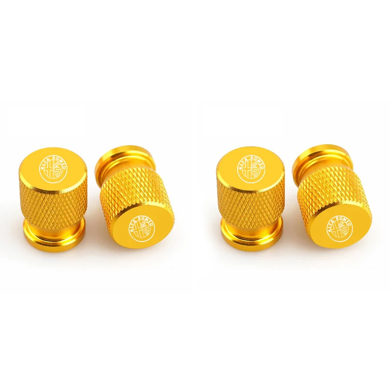 4Pcs Car Tire Valve Caps Auto Aluminum Alloy Tyre Air Stem Dust Cover For Alfa Romeo Giulietta Giulia GT Mito Brera F1 Stelvio