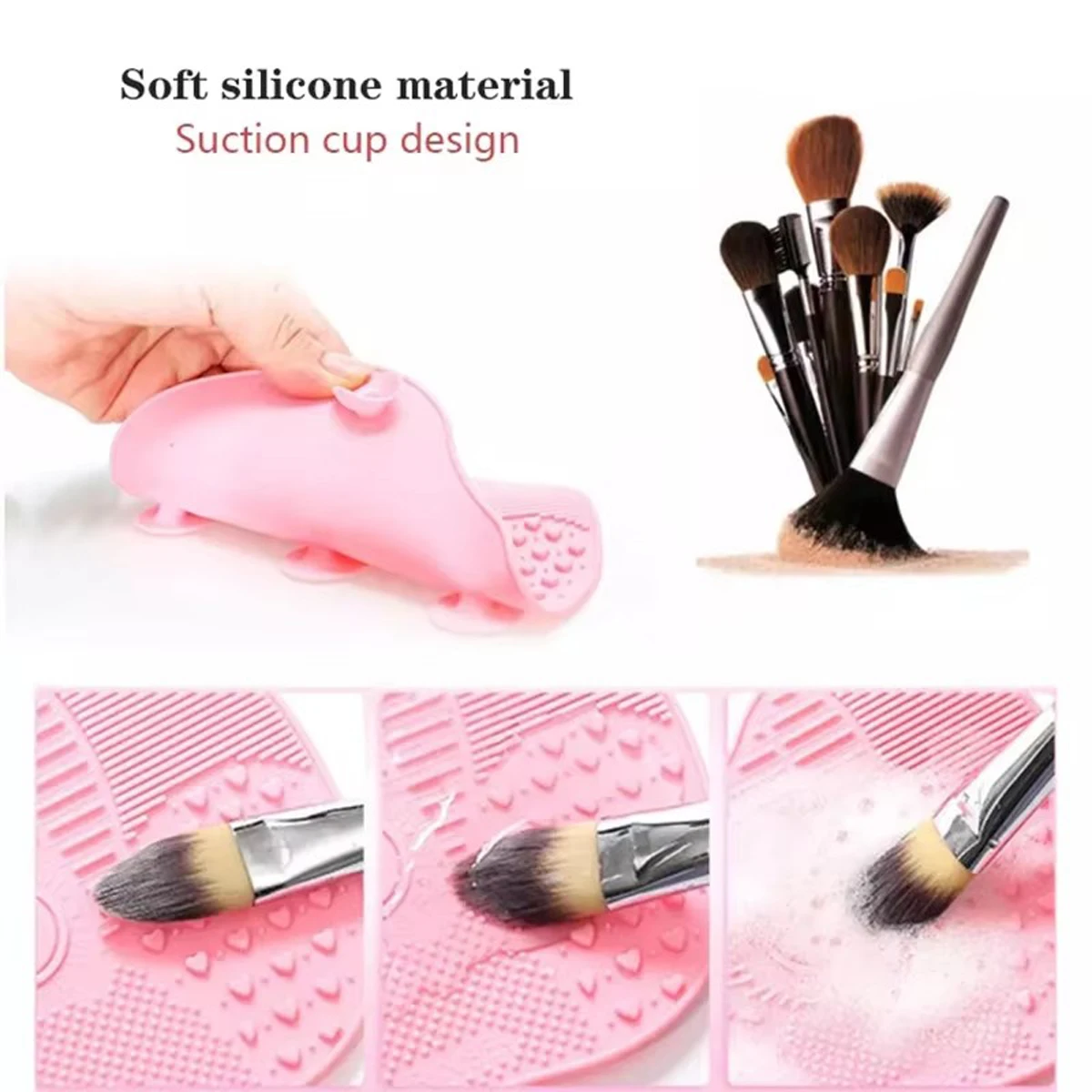 Limpiador de cepillos de silicona, cepillo de lavado de maquillaje cosmético, estera de limpieza de Gel, base, cepillo de maquillaje, almohadilla limpiadora, tabla de fregar