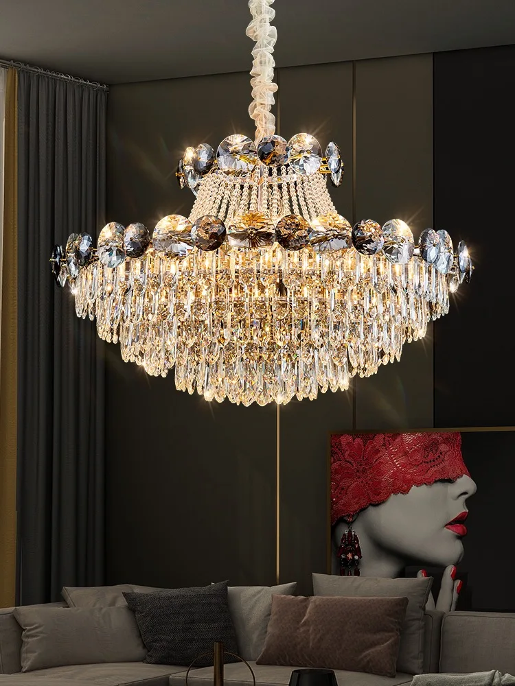 2024 Modern Large Luxury Living Room Chandeliers for Staircase Designer Crystal Pendant Lamps Home Decor Lighting Lustre Fixture