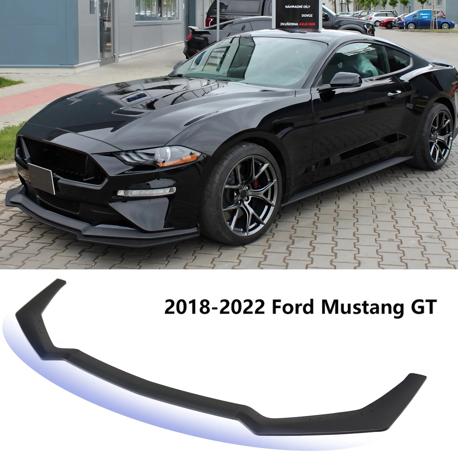 

Для Ford Mustang GT 2018-2022: Матовый черный сплиттер-спойлер для переднего бампера автомобиля