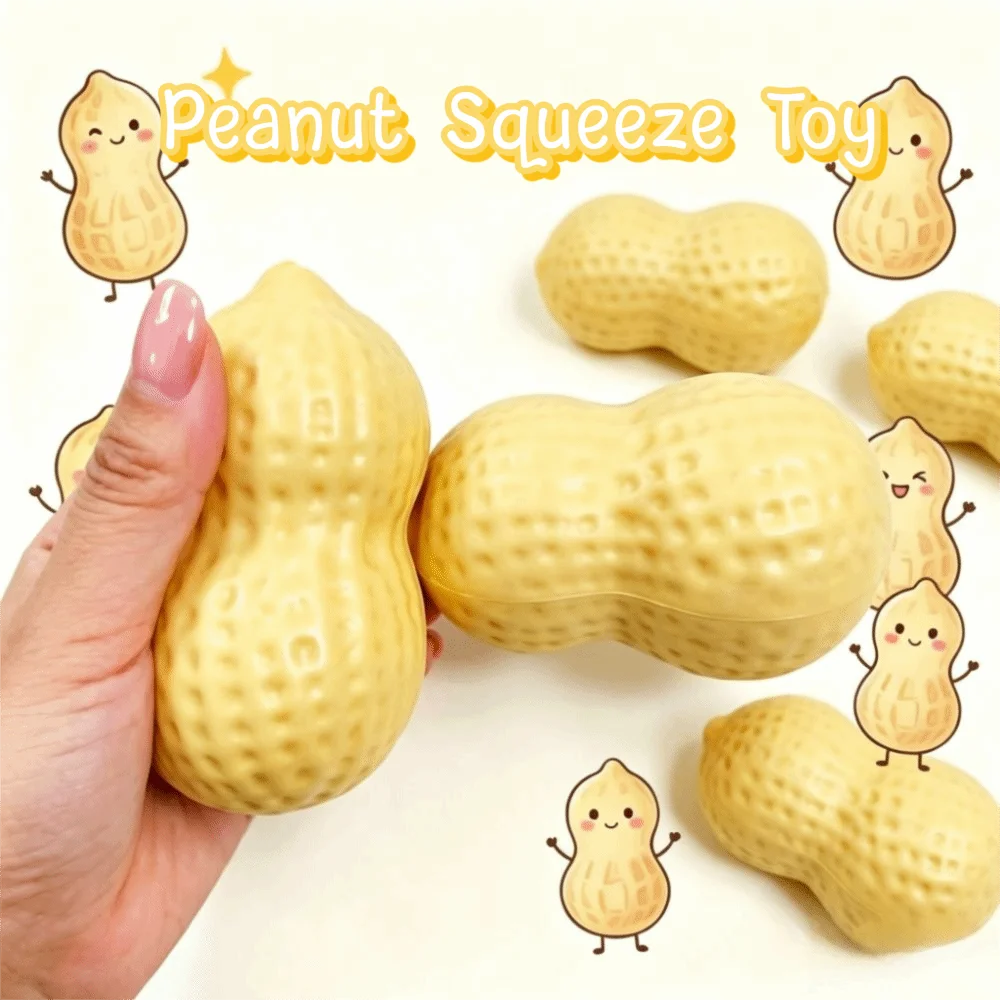New PU Peanut Squeeze Toy Soft Peanut Shape Peanut Stress Toy Squeezable Sensory Fidget Toy Stress Relief