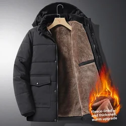 Autumn Men's Down Jacket New Solid Color Thickened Multi Pocket Outdoor Camping Large Size Coat Men's Work Cotton-padded Clothes