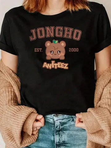 Jongho Bear Aniteez Est 2000 Print T Shirt For Casual Wear Women 220g