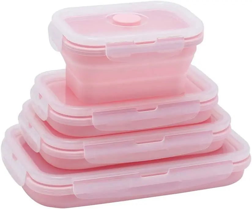 Set 3 Contenitori Pieghevoli In Silicone Alimentare Con Coperchio Ermetico | 350-550-800 Ml Per Pranzo, Campeggio E Frigo, Da -40°C A +240°C