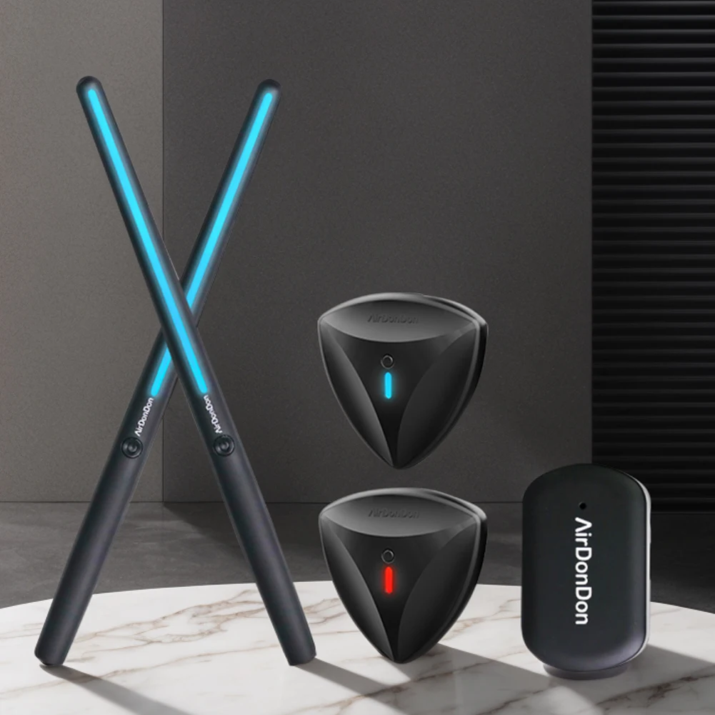 

Портативная воздушная барабанная установка Виртуальные барабанные палочки Bluetooth-совместимая электронная барабанная установка Реалистичный эффект для начинающих профессионалов