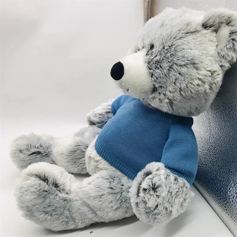 Offerta speciale genuino Super morbido setoso carino bella foschia blu maglione orso peluche bambola giocattolo preferito dai bambini