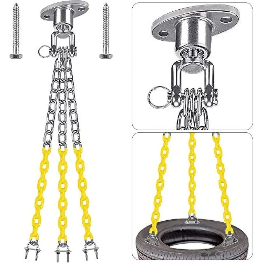 

Heavy Duty Swing Hanger Kit with Coated Chains and Hooks - 360° Rotation - 700 LB Capacity