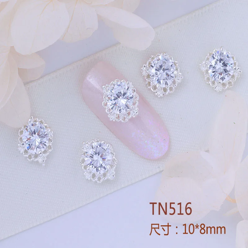 10Pcs Luxury Zircon Nail Art Charms Gold/Silver Flatback Shiny Nail Decoration 10x8mm Large Rhinestones For Nail Accessories