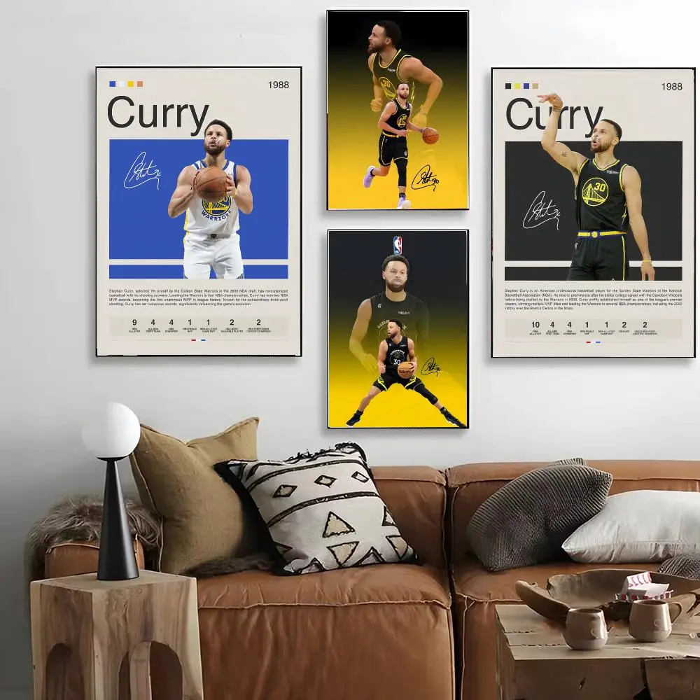 S-Stephen C-Curry Basketball Player Poster HD Decorative Wall Art for Living Room Bedroom Café Stylish Home Décor Gift