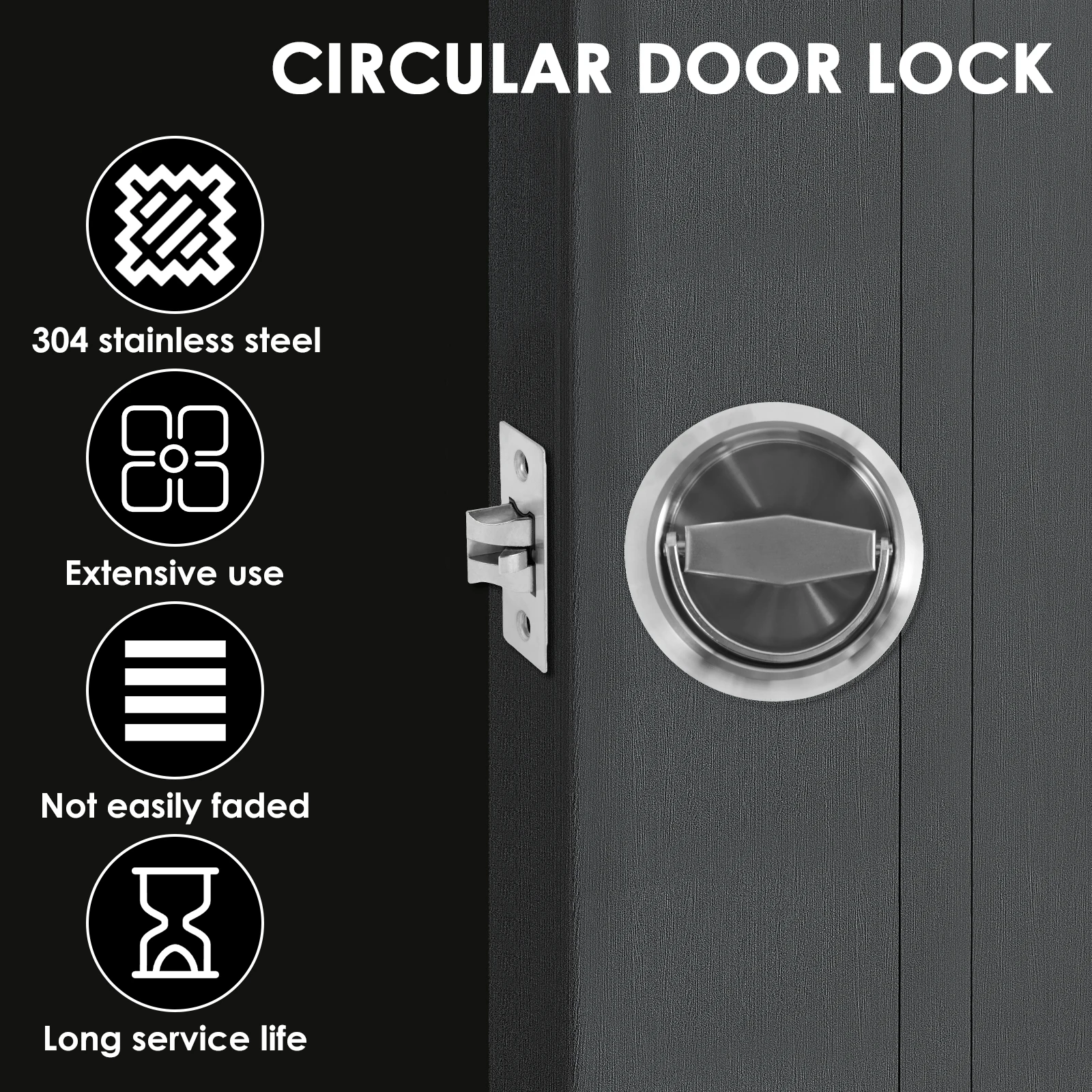 Stainless Steel Hidden Door Handle Lock Invisible Recessed Round Ring Furniture Knob Wardrobe Pulls Cabinet Drawer Home Hardware