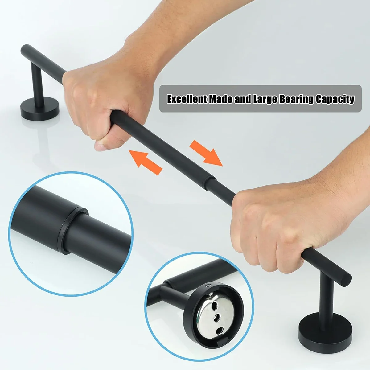 Bathroom Retractable Towel Bar Matte Black Stainless Steel Towel Rack Extended Drying Towel Hanging Bar Bathroom Accessories